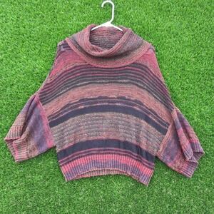 Curio New York Womens Medium Striped Cowl Neck Dolman Sleeve Knit Sweater Cozy
